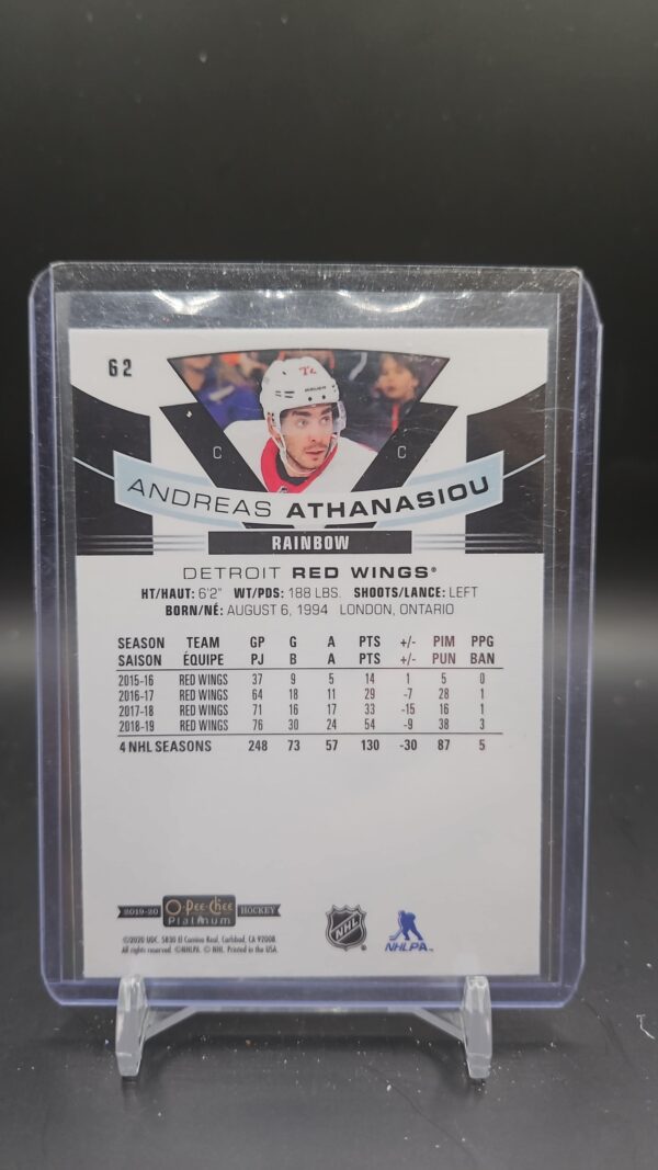 2019 O-Pee-Chee OPC Platinum Andreas Athanasiou Rainbow #62 Red Wings - Image 2