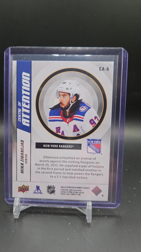 2022-23 Upper Deck Series 1 Centre of Attention Gold Mika Zibanejad #CA-6 - Image 2