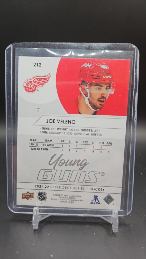 2021-22 Upper Deck Young Guns Joe Veleno #212 Detroit Red Wings - Image 2