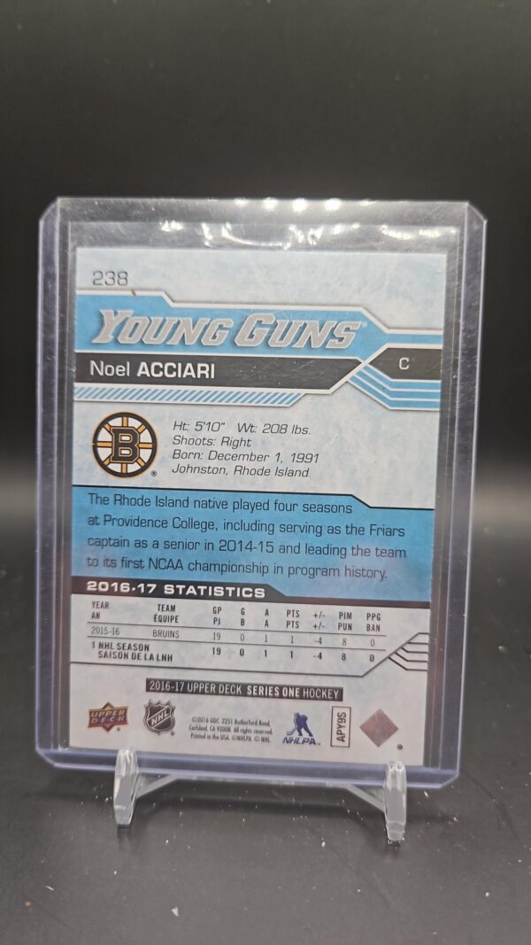 2016-17 Upper Deck Young Guns Rookie #238 Noel Acciari Boston - Image 2
