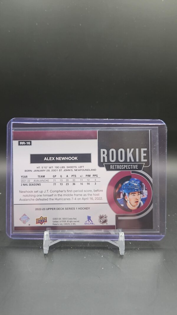 2022-23 Upper Deck Series 1 Alex Newhook Rookie Retrospective #RR-16 Avalanche - Image 2