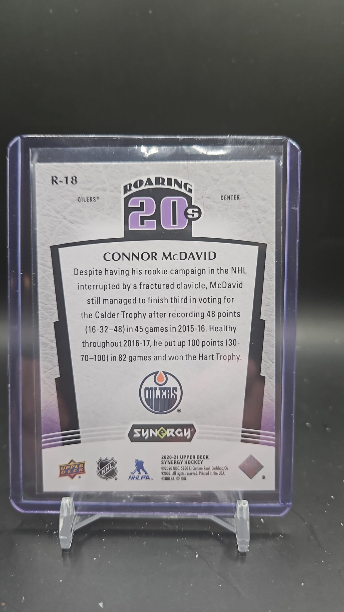 2020 20-21 UD SYNERGY ROARING 20's OILERS CONNOR MCDAVID #R-18 - Image 2
