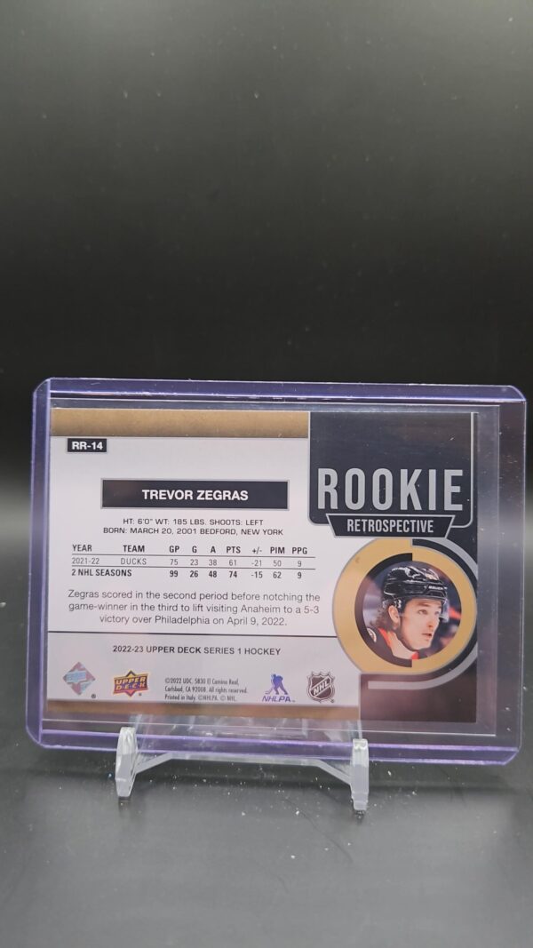 Trevor Zegras 2022-23 Upper Deck Rookie Retrospective Gold #RR-14 Anaheim DUCKS - Image 2