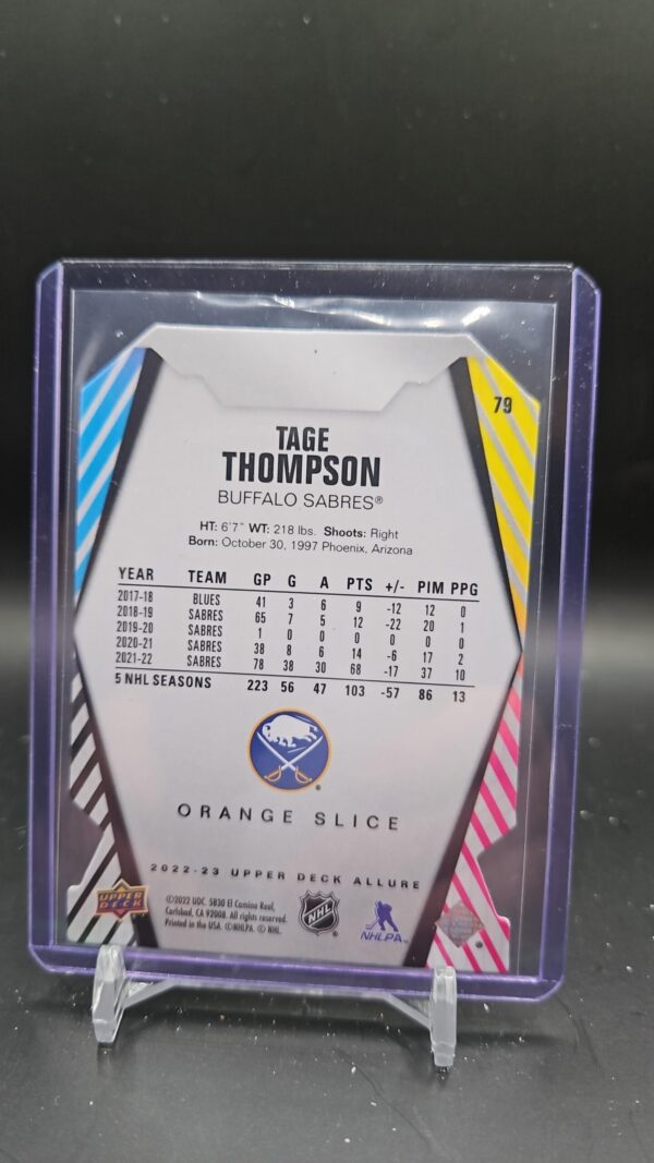 2022-23 Upper Deck Allure TAGE THOMPSON Orange Slice Buffalo#79 - Image 2