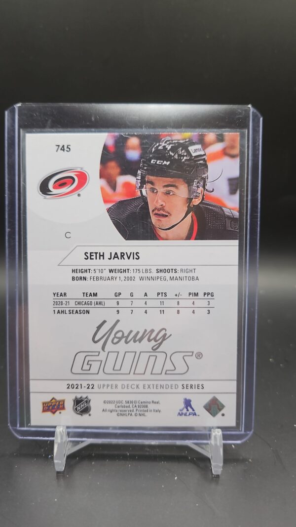 2021-22 Upper Deck Extended Series Young Guns Seth Jarvis #745 - Image 2
