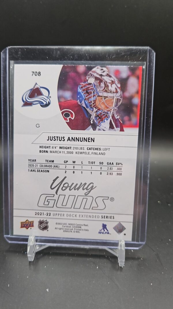 2021-22 Upper Deck Young Guns Rookie #708 Justus Annunen - Image 2