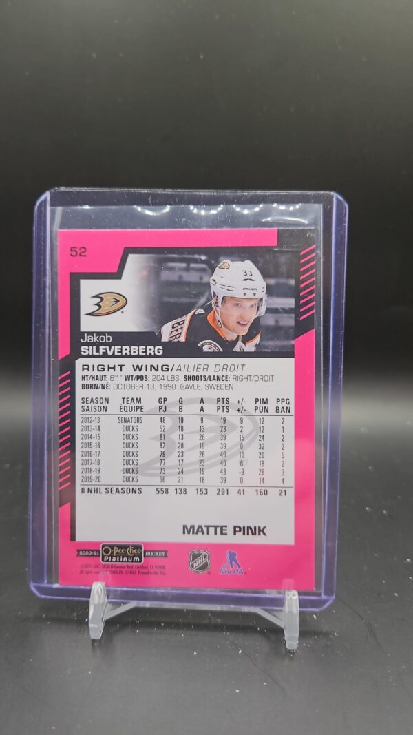 2020-21 O-Pee-Chee Platinum Jakob Silfverberg Matte Pink #52 - Image 2