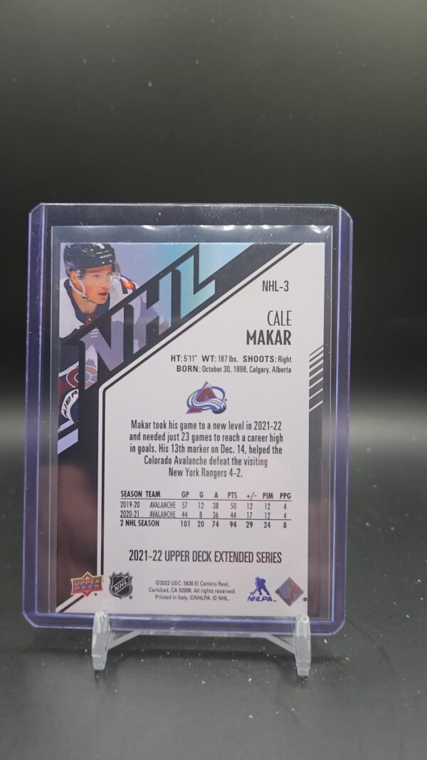 Cale Makar #NHL-3 UD 2021-22 Ext Colorado Avalanche HoloGr-FX - Image 2