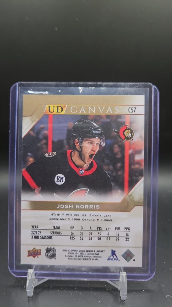2022-23 Series 1 UD Canvas #C57 Josh Norris - Ottawa Senators - Image 2