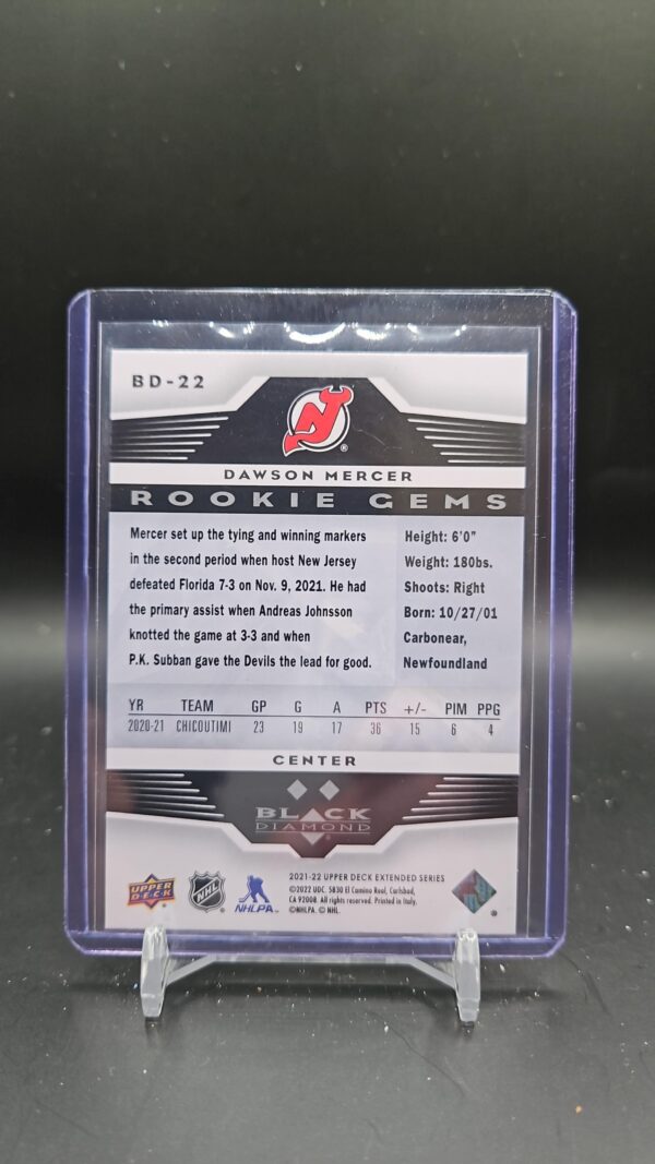 2021-22 Upper Deck BLACK DIAMOND ROOKIE GEMS - Dawson Mercer #BD-22 - Image 2