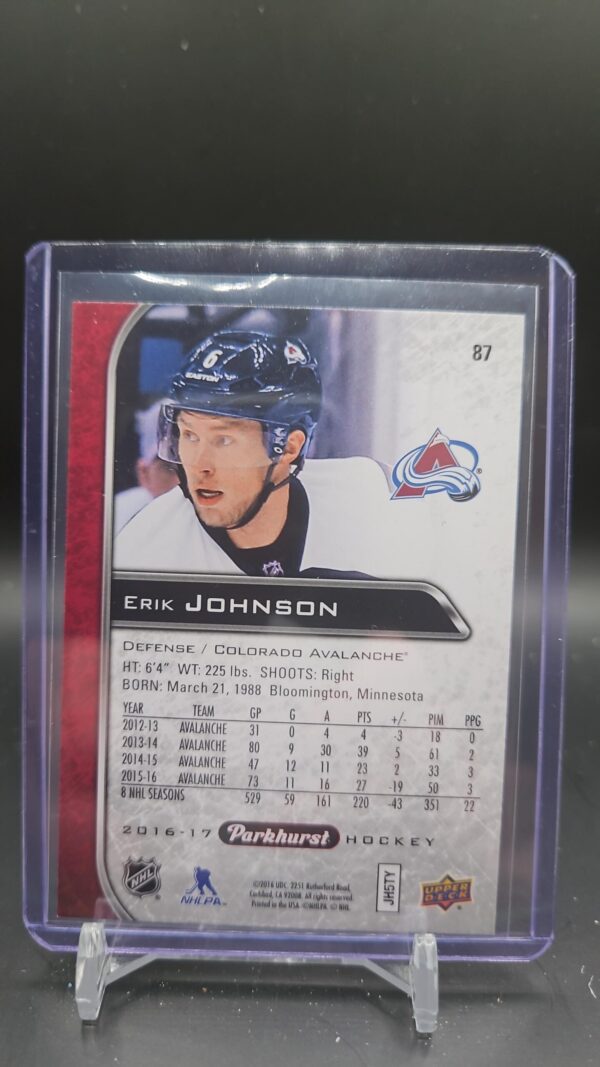 2016-17 Parkhurst #87 Erik Johnson RED Border Colorado Avalanche - Image 2