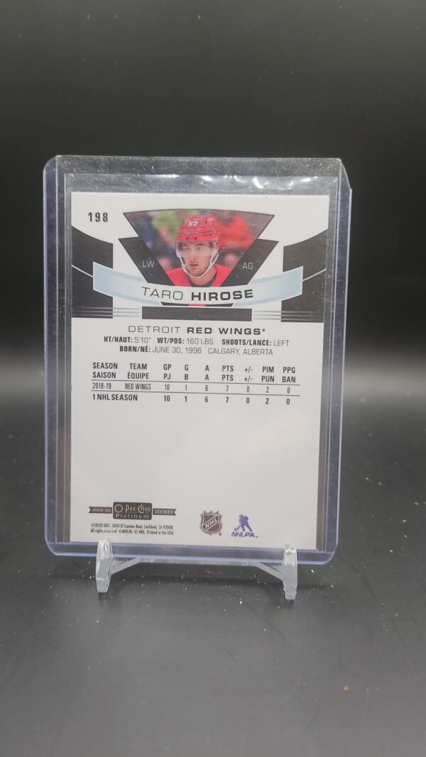 2019-20 OPC Platinum Base Marquee Rookies #198 Taro Hirose Detroit Red Wings - Image 2