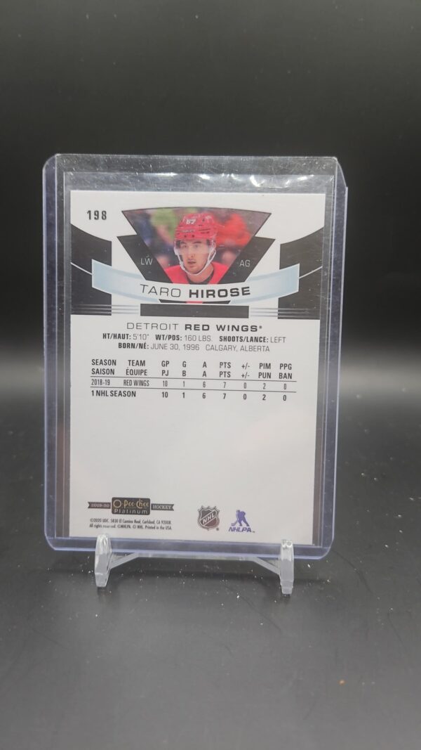 2019-20 OPC Platinum Base Marquee Rookies #198 Taro Hirose Detroit Red Wings - Image 2
