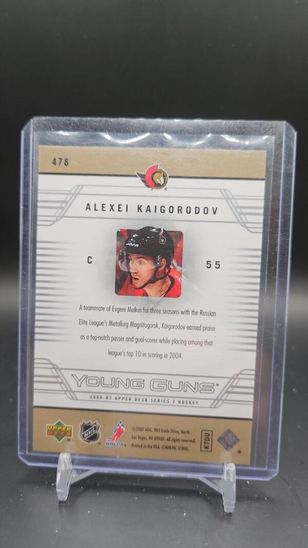 Alexei Kaigorodov 2006-07 Upper Deck Young Guns #478 Senators - Image 2