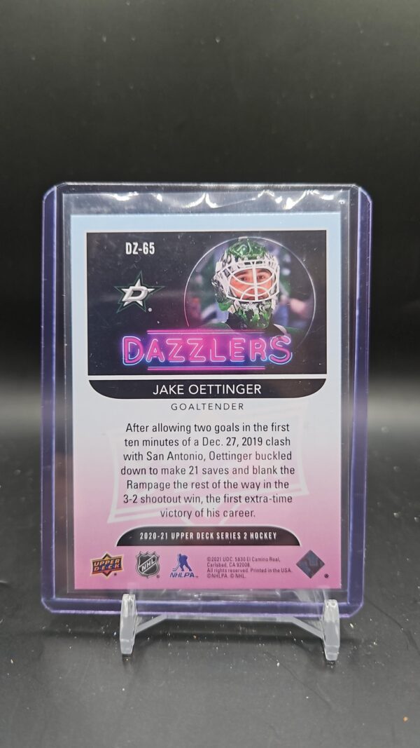 2020-21 Upper Deck Series 2 Dazzlers Green #DZ-65 Jake Oettinger - Image 2