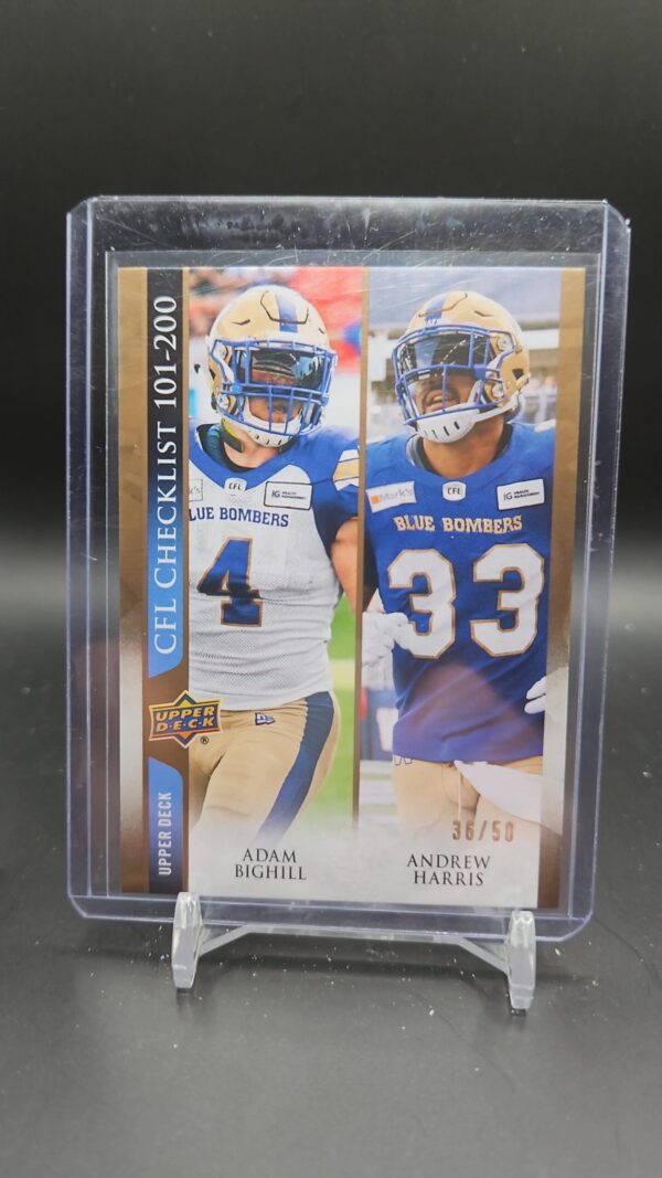 2021 Upper Deck CFL Checklist Gold /50 Andrew Harris Adam Bighill #200