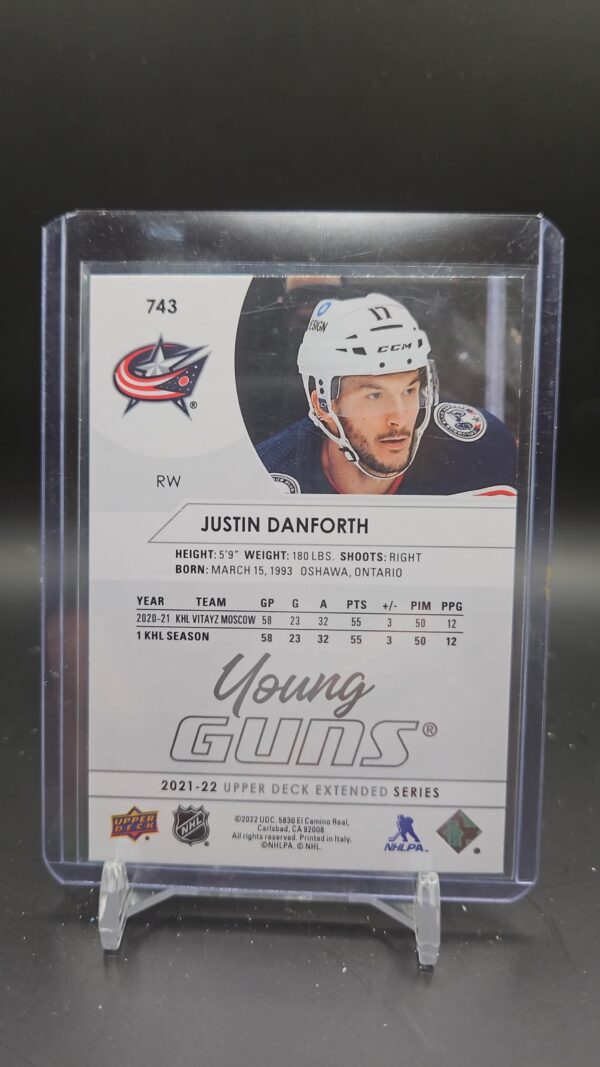 2021-22 Upper Deck Young Guns Justin Danforth Columbus Blue Jackets #743 - Image 2