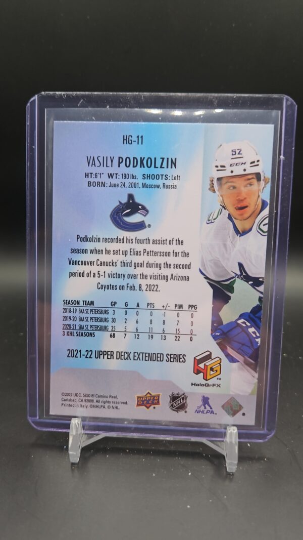 2021-22 Upper Deck Extended Series HoloGrFx Vasily Podkolzin #HG-11 Vancouver - Image 2