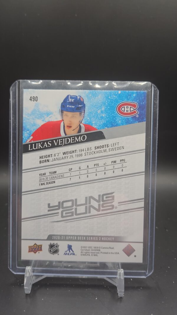 Lukas Vejdemo Young Guns 2020-21 Upper Deck Montreal Canadiens # 490 - Image 2