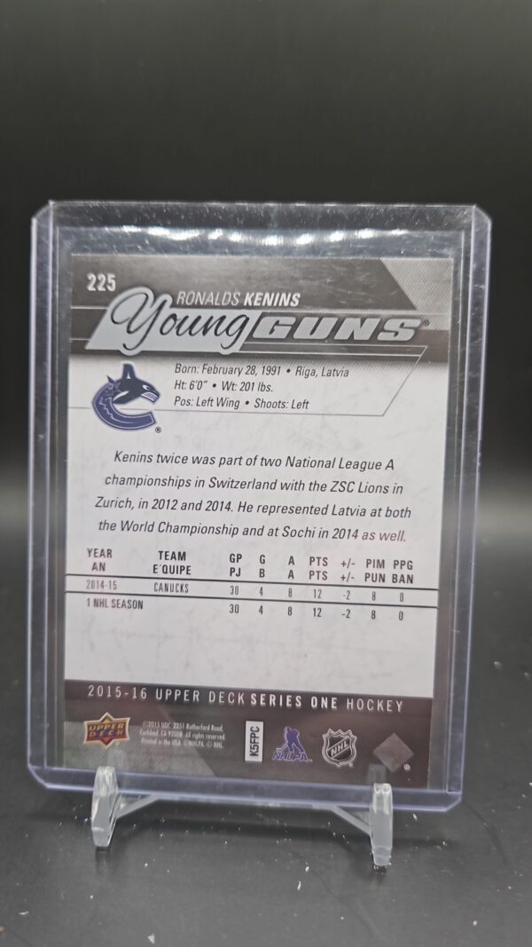 2015-16 Upper Deck Young Guns#225 Ronalds Kenins Vancouver - Image 2