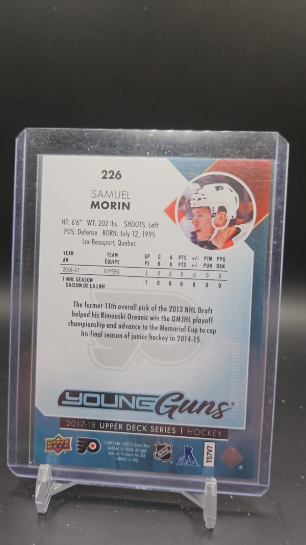 2017-18 UD Hockey Series 1 Young Guns #226 Samuel Morin - Image 2