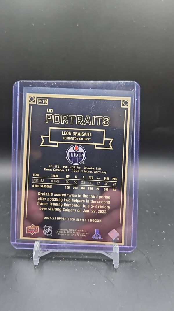 Leon Draisaitl 2022-23 Upper Deck UD Portraits #P-19 Edmonton Oilers - Image 2