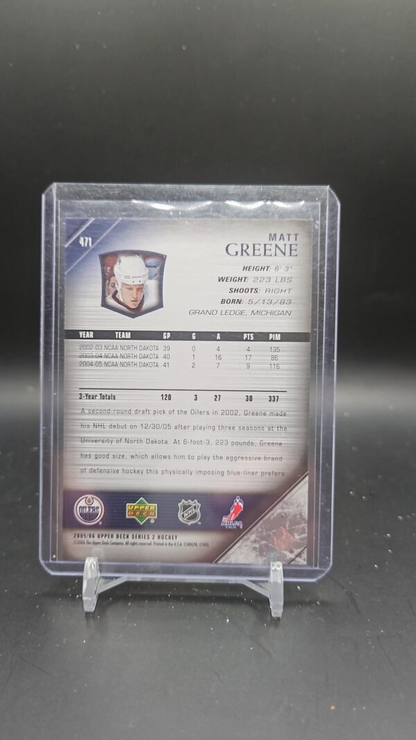 2005-06 Upper Deck Young Guns #471 Matt Greene Edmonton Oilers - Image 2