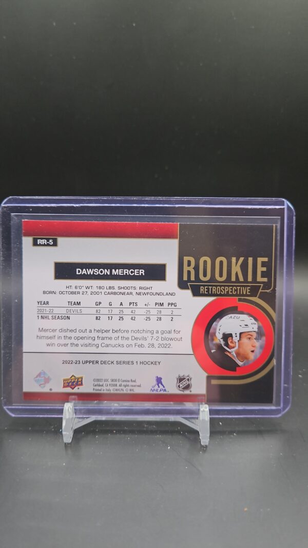 2022-23 Upper Deck GOLD Rookie Retrospective Dawson Mercer - Image 2