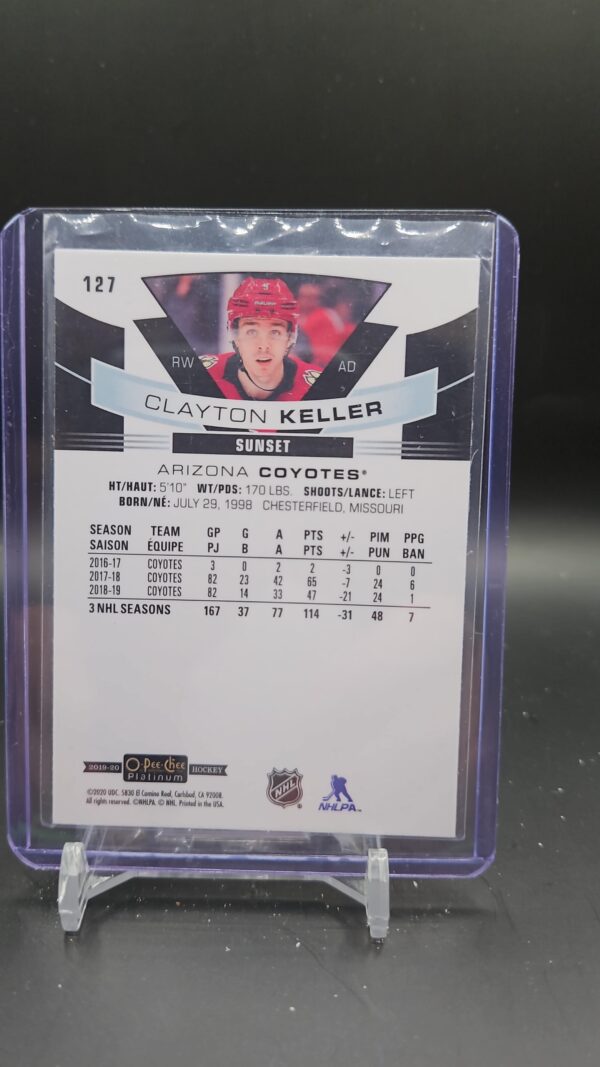 2019-20 UD O-Pee-Chee Platinum Clayton Keller #127 Sunset Arizona Coyotes - Image 2