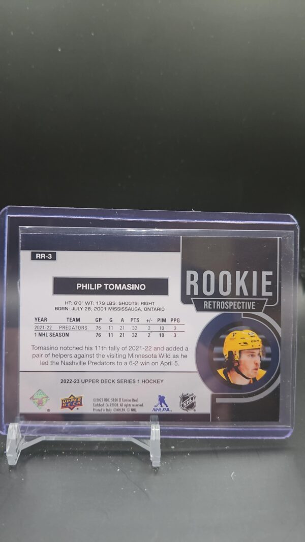 2022-23 Upper Deck Series 1 Rookie Retrospective RR-20 Tanner Jeannot Nashville - Image 2