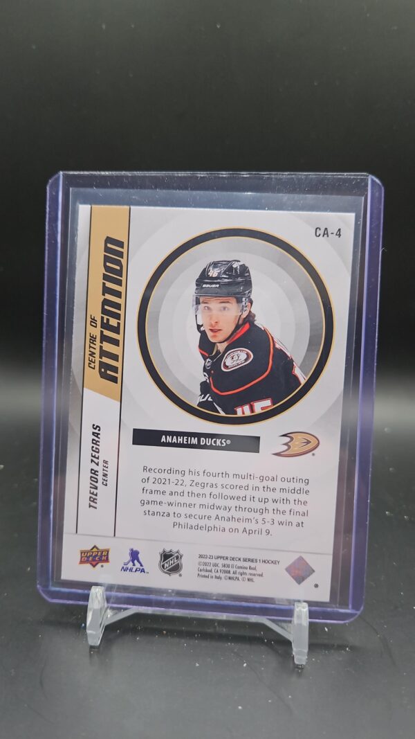2022-23 Upper Deck Series 1 Centre of Attention #CA-4 Trevor Zegras - Image 2