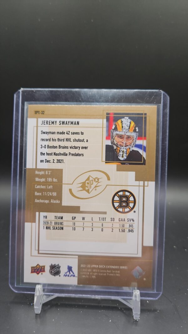 2021-22 Upper Deck SPx Retro Jeremy Swayman #SPX-32 - Image 2