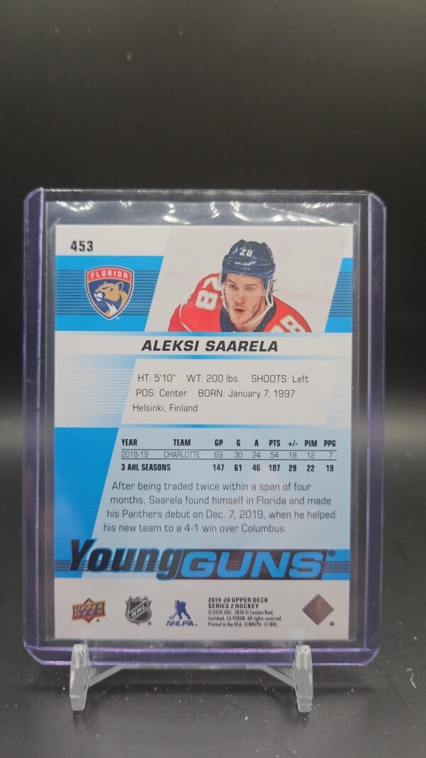 2019-20 Upper Deck Young Guns Aleksi Saarela Rookie Florida Panthers #453 - Image 2