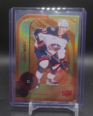Kent Johnson 2022-23 Upper Deck Series 2 MVP Update Colors and Contours Rookie Card #144 serial numbered out of 250 hockey card front