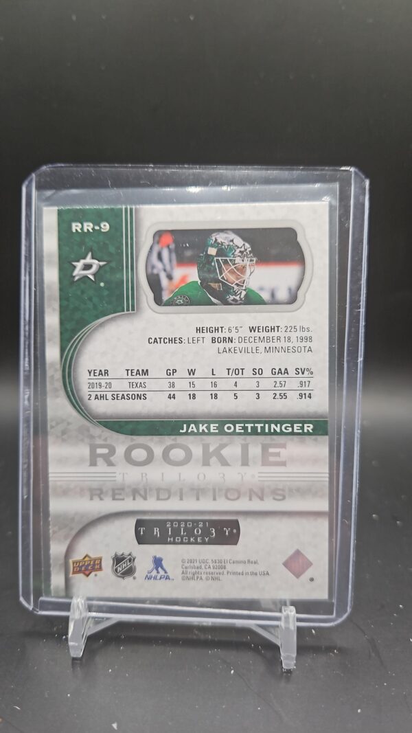 2020-21 Upper Deck Trilogy Jake Oettinger Rookie Renditions RR-9 - Image 2