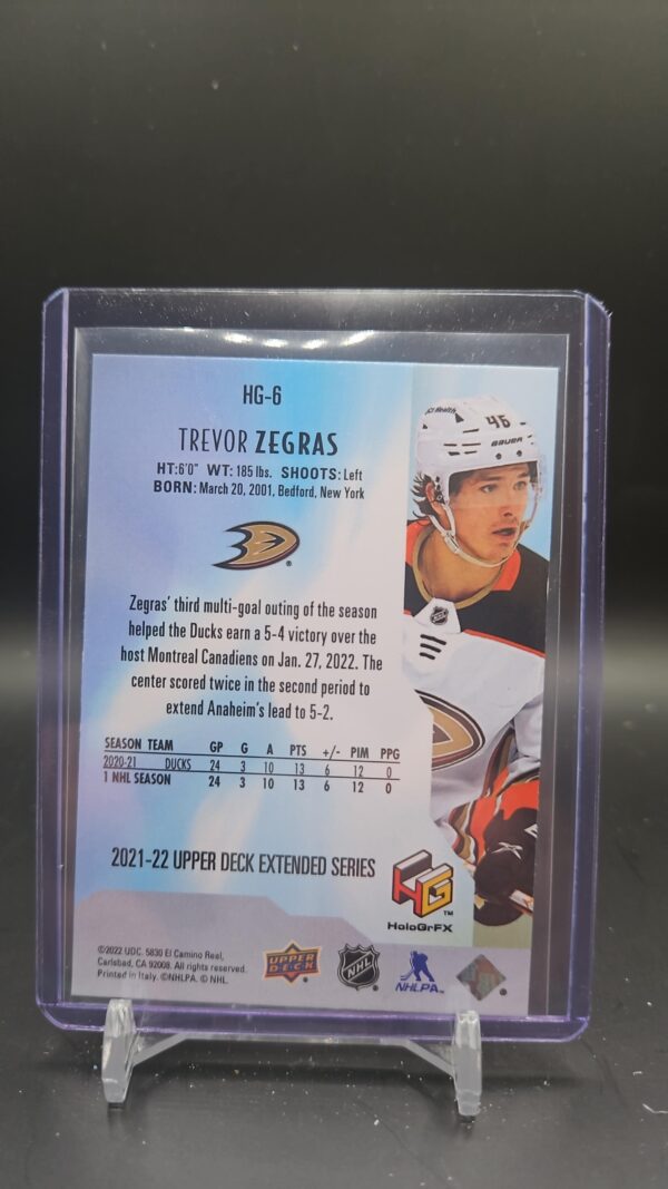 2021-22 Upper Deck Extended Series HOLO GrFx RC Trevor Zegras #HG-6 - Image 2