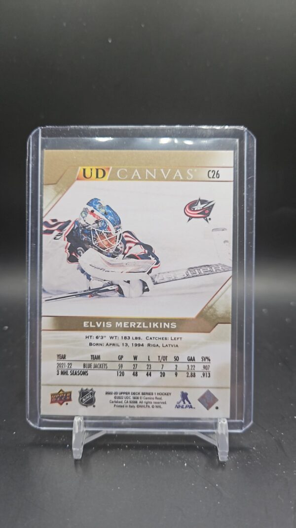 2022-23 Upper Deck Series 1 Elvis Merzlikins C26 UD Canvas - Image 2