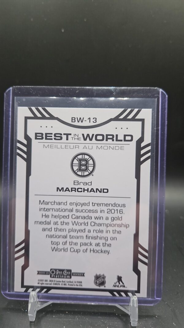 2020 O-Pee-Chee OPC Platinum Brad Marchand Best In The World #BW-13 - Image 2