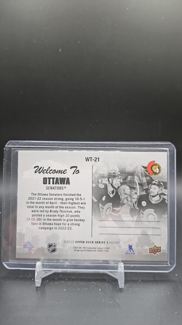 2022-23 Upper Deck Series 2 Welcome To Ottawa#WT-21 Brady Tkachuk - Image 2