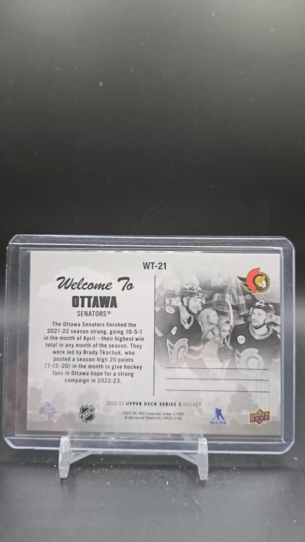 2022-23 Upper Deck Series 2 Welcome To Ottawa#WT-21 Brady Tkachuk - Image 2
