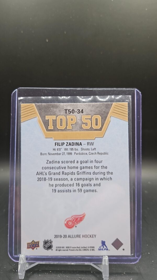 2019-20 Upper Deck Allure Top 50 Filip Zadina #T50-34 Detroit Red Wings - Image 2