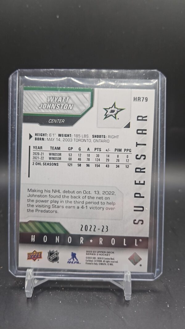 2022-23 Upper Deck Series 2 Hockey Wyatt Johnston Superstar Honor Roll #HR-79 - Image 2