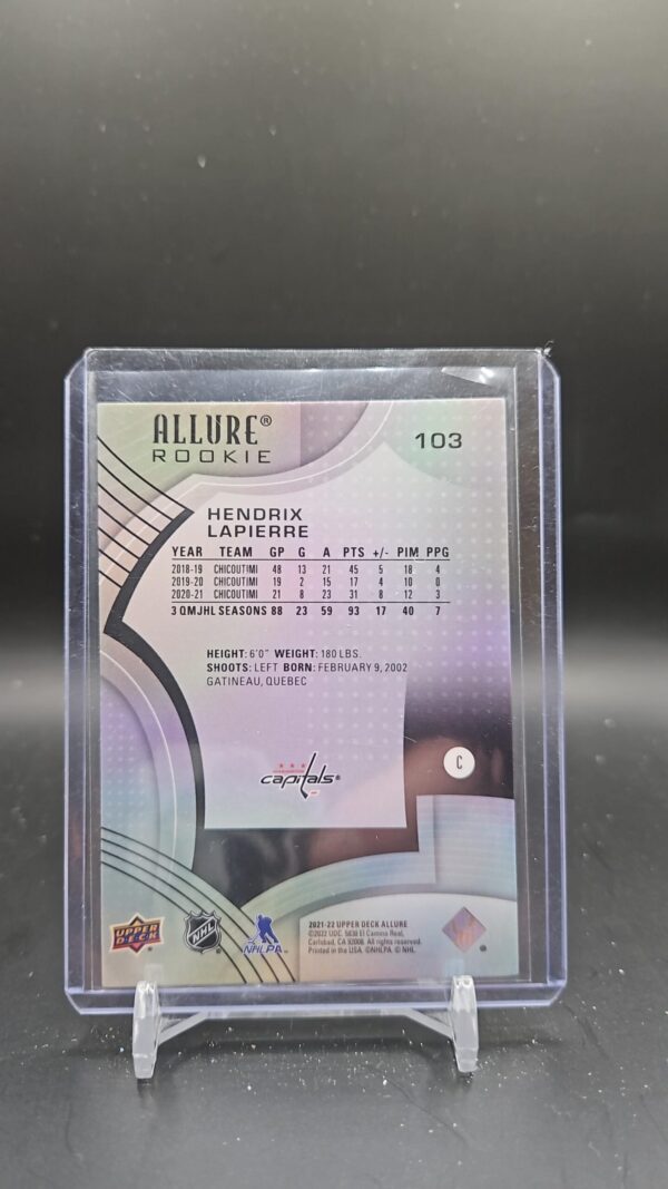 2021-22 Upper Deck Allure Rookie 103 Hendrix Lapierre RC - Image 2