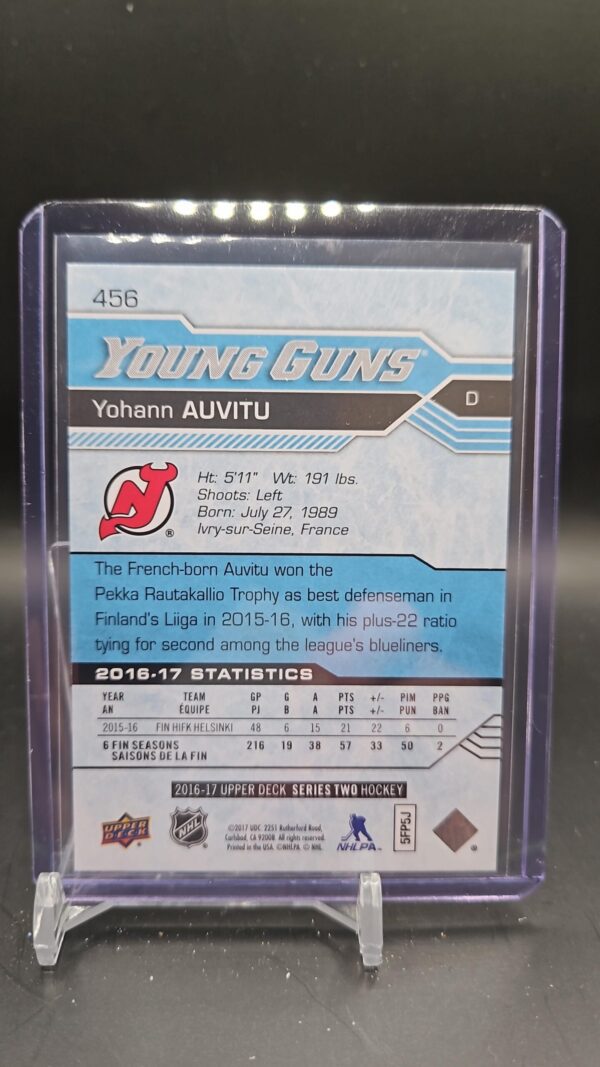 2016-17 Upper Deck Young Guns #456 Yohann Auvitu New Jersey - Image 2