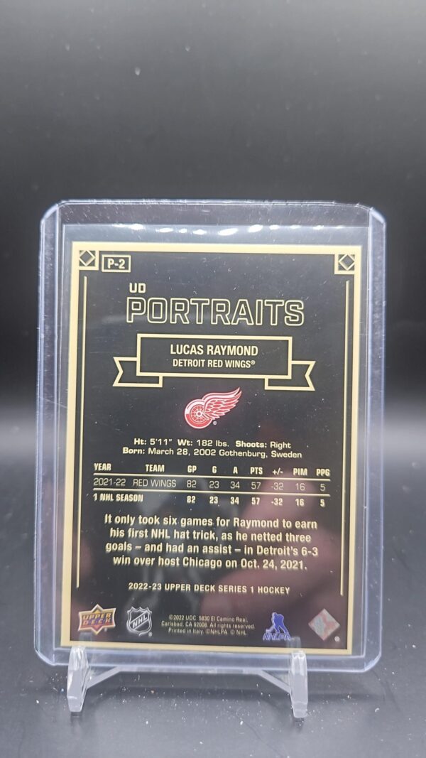 Lucas Raymond UD PORTRAITS 2022-23 Upper Deck Series 1 Hockey #P-2 NHL - Image 2