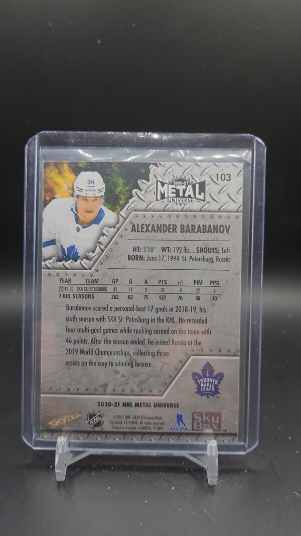 2020-21 SkyBox Metal Universe Rookies Alexander Barabanov # 103 - Image 2