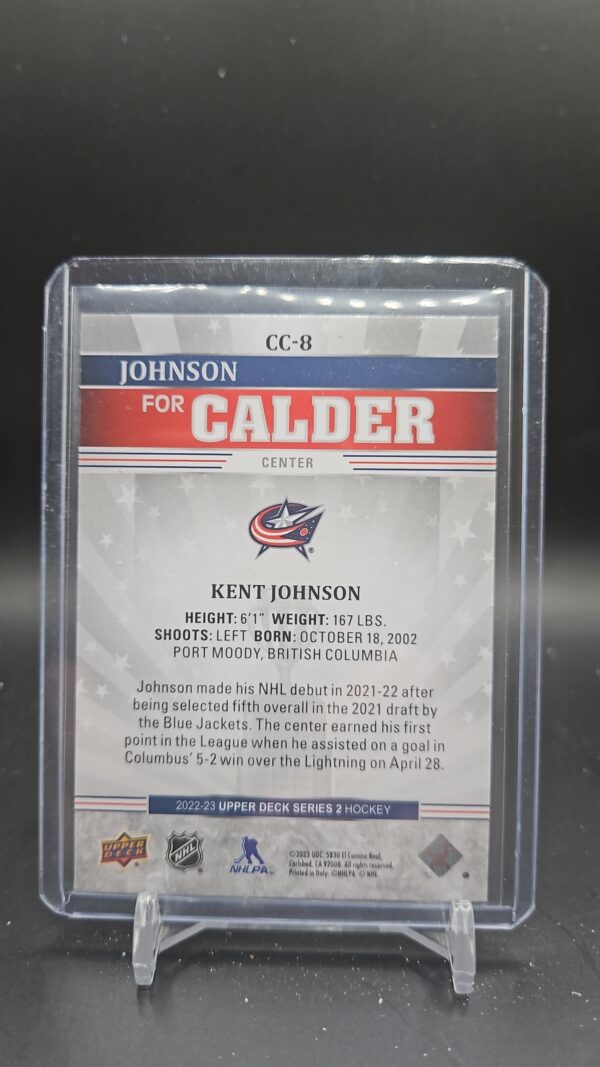 2022-23 Upper Deck NHL Series 2 Johnson for Calder CC-8 Kent Johnson - Image 2