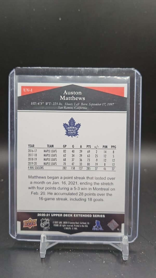 2020-21 Upper Deck Auston Matthews # UV-1 Ultimate Victory - Image 2