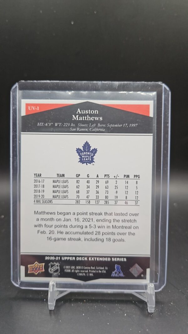 2020-21 Upper Deck Auston Matthews # UV-1 Ultimate Victory - Image 2