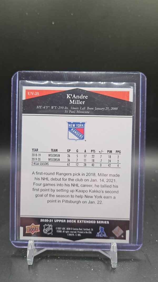 2020-21 UD Ultimate Victory Rookie K'Andre Miller #UV-25 New York - Image 2